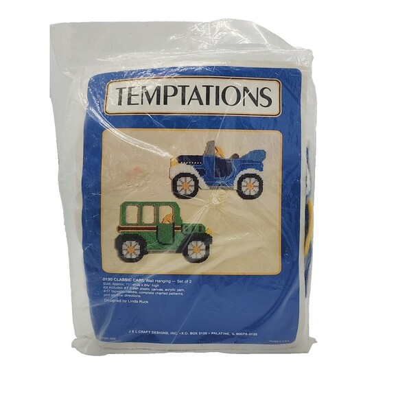 Temptations Plastic Canvas Kit Classic Cars Kit #0130 NEW Sealed Vintage 1989 - Picture 1 of 4